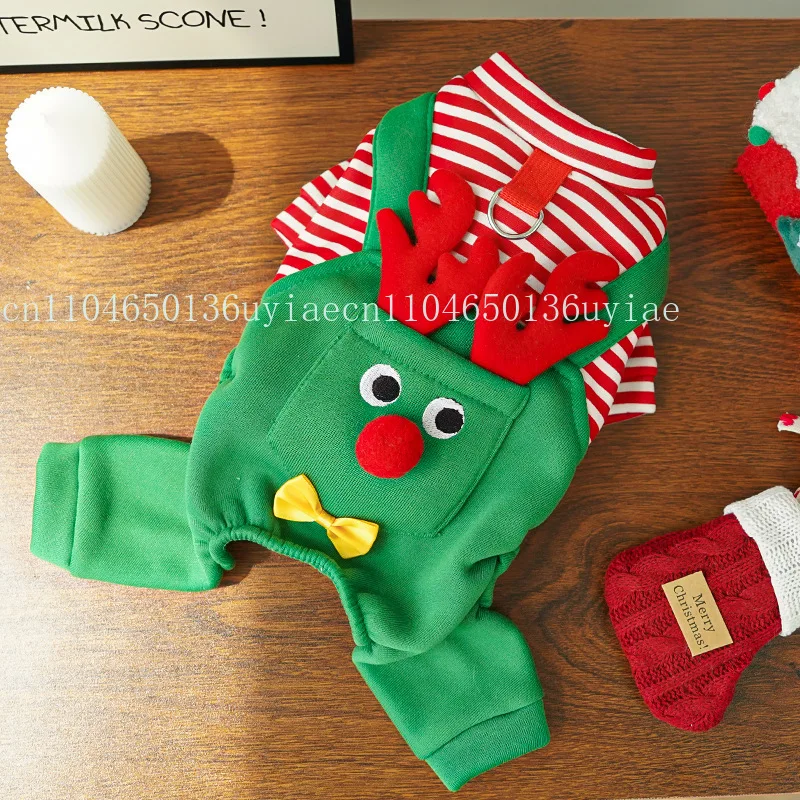 2026 جديد عيد الميلاد الحيوانات الأليفة الكلاب القطط معاطف فستان زي الأيائل جيب البلوز جرو هريرة سترة عيد الميلاد دفئا الحيوانات الأليفة الملابس #4