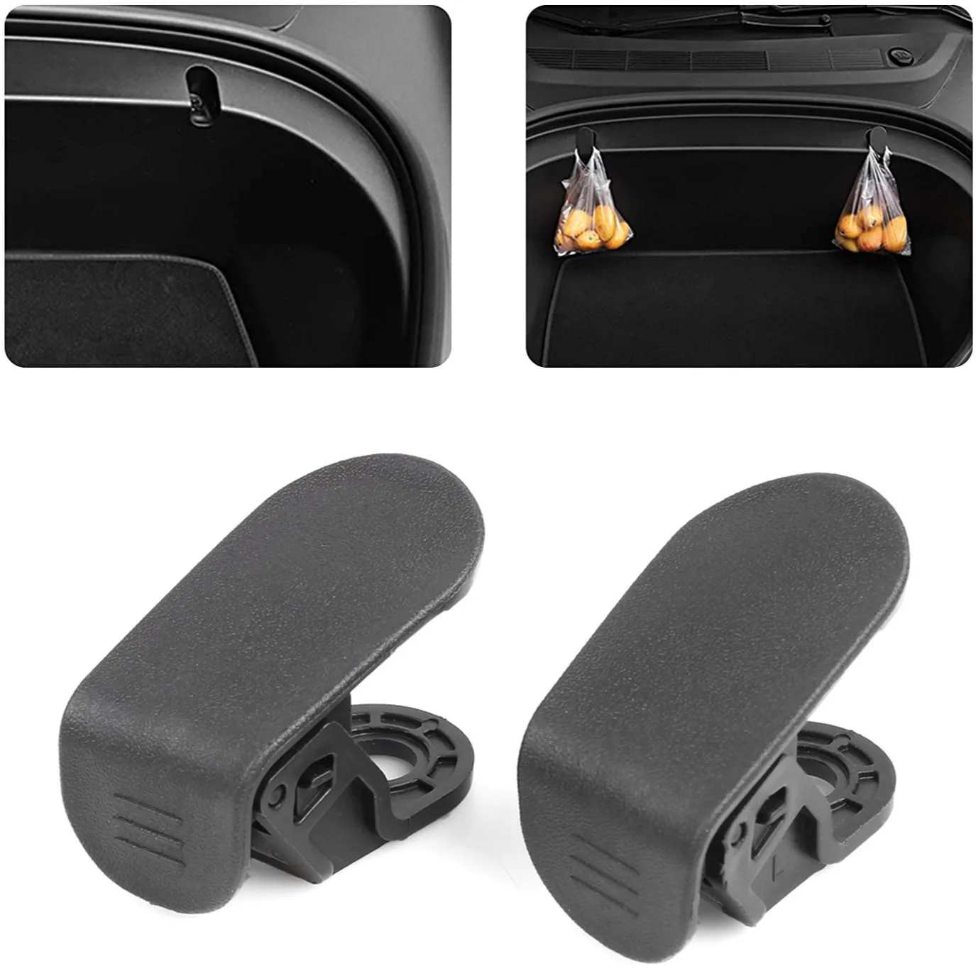 

2PCS Front Trunk Bag Hooks for 2020 Tesla Model 3 Frunk Hooks Clip Bolt Covers Grocery Bag Cargo Hook Cover