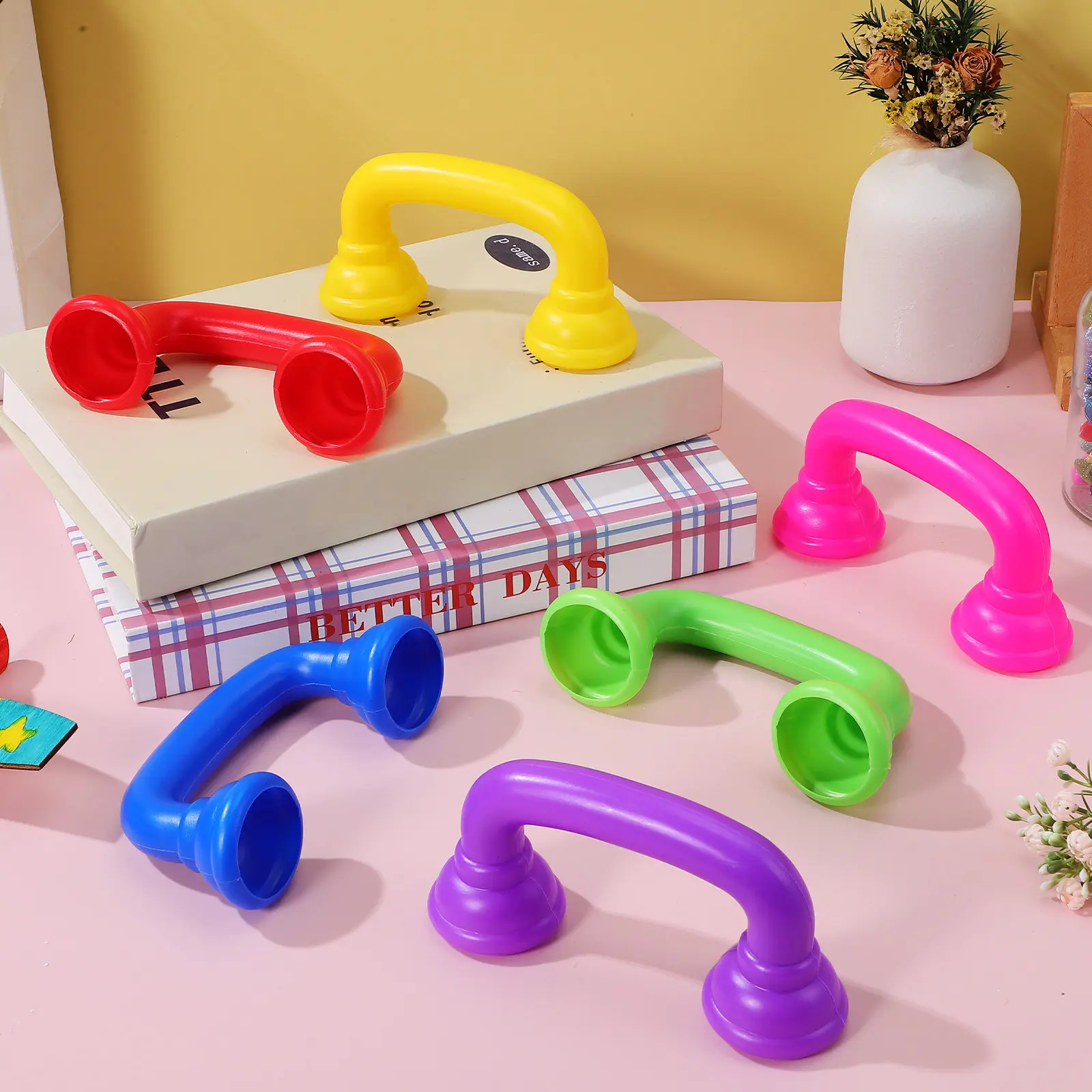 12Pcs Colorful Whisper Phones Kids Speech Development Tool Toddler Reading Phone Classroom Home Use Strong Safe Plastic Receiver