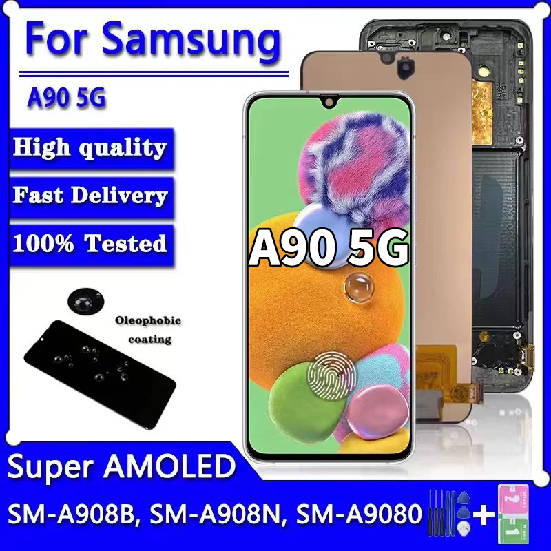 Pantalla LCD de 6,7 pulgadasSuper AMOLED para Samsung A90 5G, montaje de pantalla táctil SM-A908B SM-A908N SM-A9080, reemplazo de pantalla