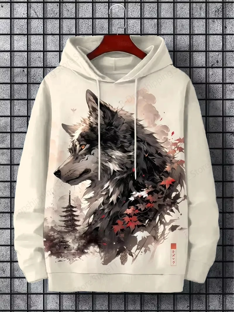 الحيوان الذئب ثلاثية الأبعاد طباعة هوديي الرجال النساء موضة عادية كم طويل في الهواء الطلق الشارع هوديي البلوز ملابس رياضية غير رسمية الرجال الملابس