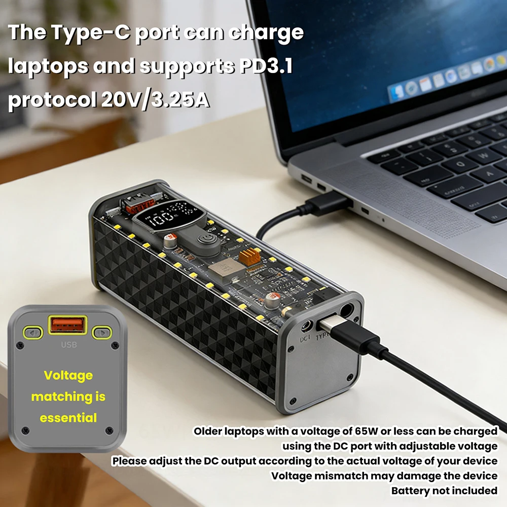 علبة بنك طاقة PD 65W قابلة للت - مراجعة Battery Case Storage وسعره