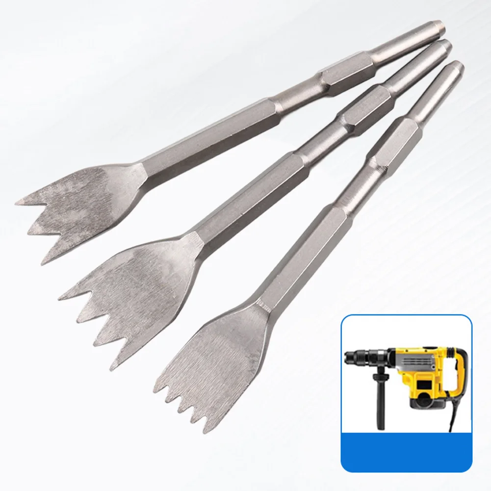 Construction Renovation Tool Power Tool Accessory Silver Hex Shank Chisel Hexagonal Handle Multi-tooth Chisel Head