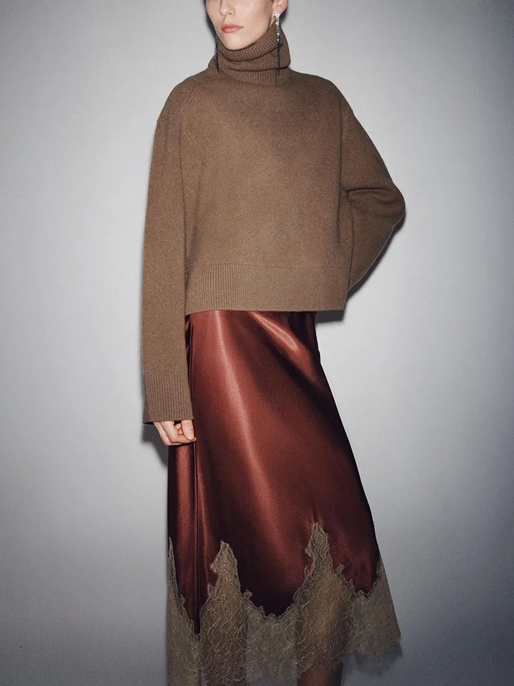 

Высококачественная шелковая атласная юбка со средней талией, новая зимняя коллекция, женская мода Ele Sle 53440 605 ZA2025