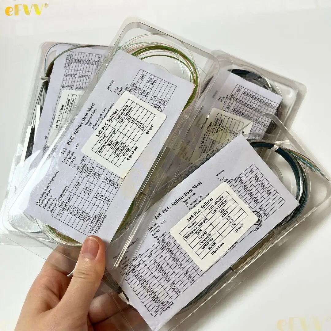 

10pcs Bare Fiber Optic PLC Splitter 1x2 1x4 1x8 1x16 Color Without Connector Cable 250um Mini Blockless Highest Quality