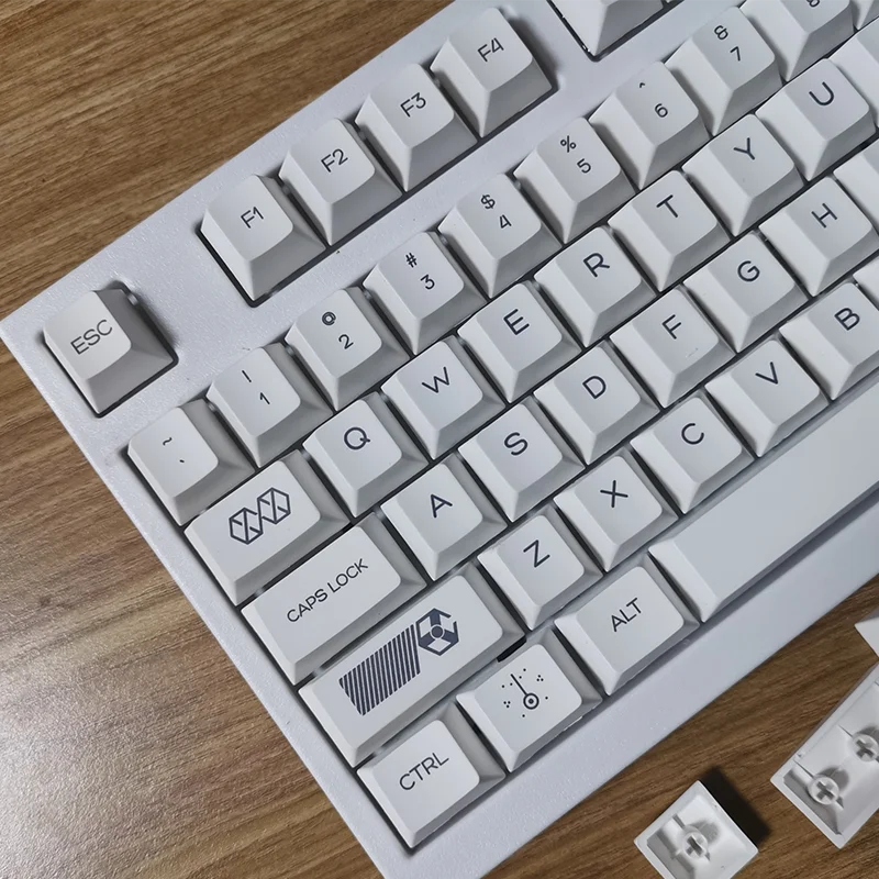 131 Keys Virtual War Minimalist White Keycaps For MX Switch Mechanical Keyboard Cherry Profile PBT Keycap Custom  Key Caps DIY