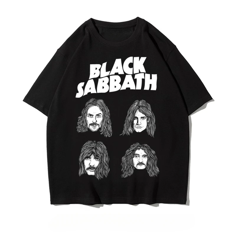 

2025 Men Summer Graphics T-shirt Black Sabbath Music Hip Hop Metal Rap Rock Band Short Sleeve Cotton Streetwear Tops Tee