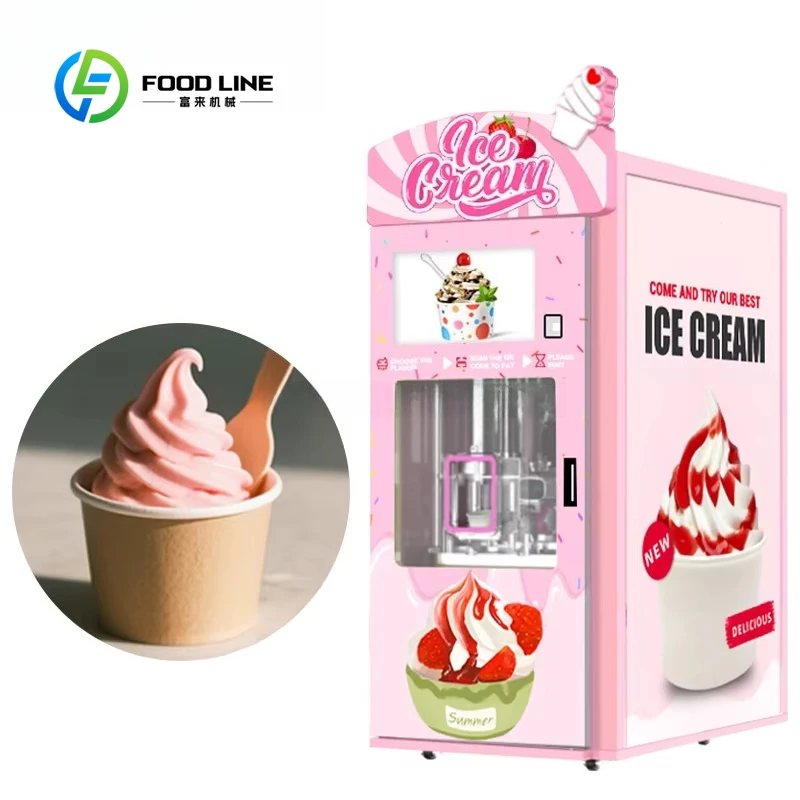 Customized size Automatic robot coin-operated cash intelligent soft ice cream vending machine