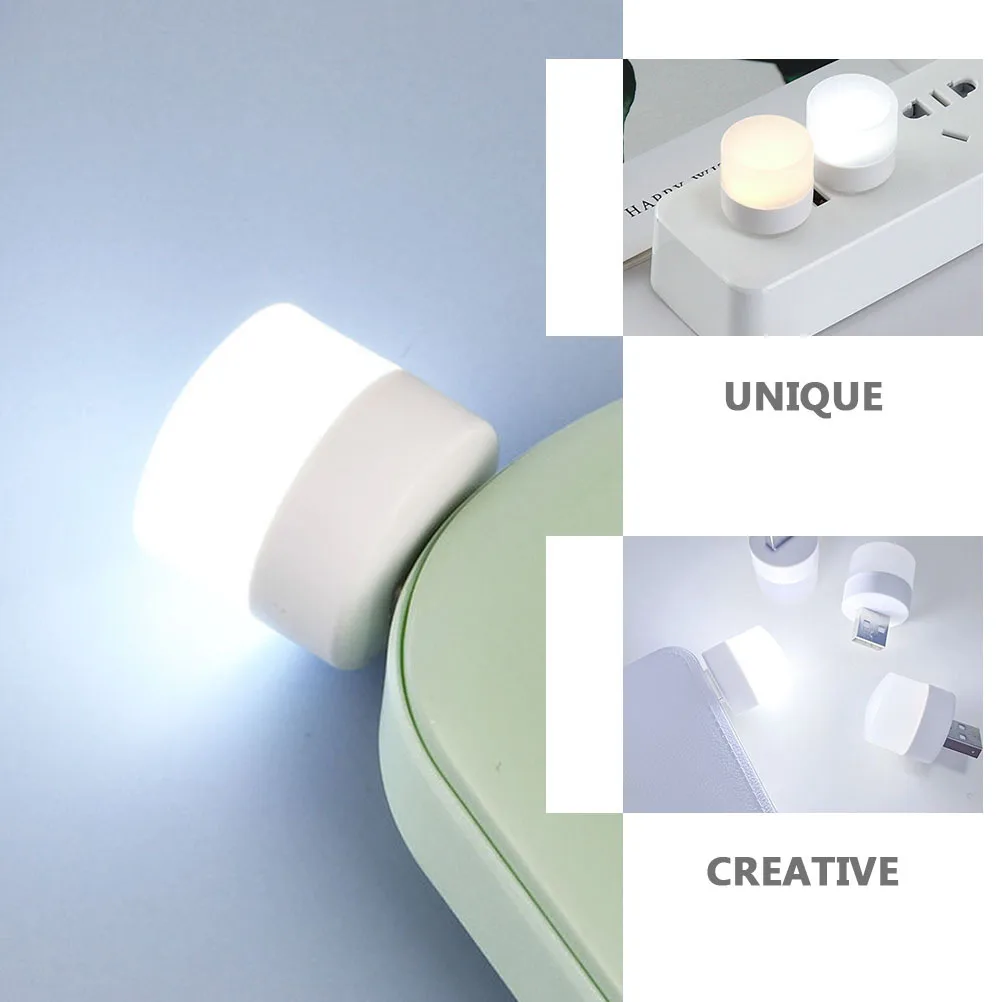 4 Uds USB ahorro de energía luz nocturna pequeña Mini forma redonda dormitorio portátil creativo enchufable lámpara enchufable luz nocturna