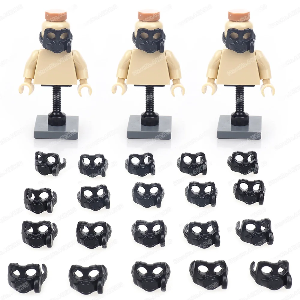 Military Smoke Mask Equipment Building Block Moc WW2 Figures Soldier Biochemical Weapons Protect Scenes Model Child Gift Toy