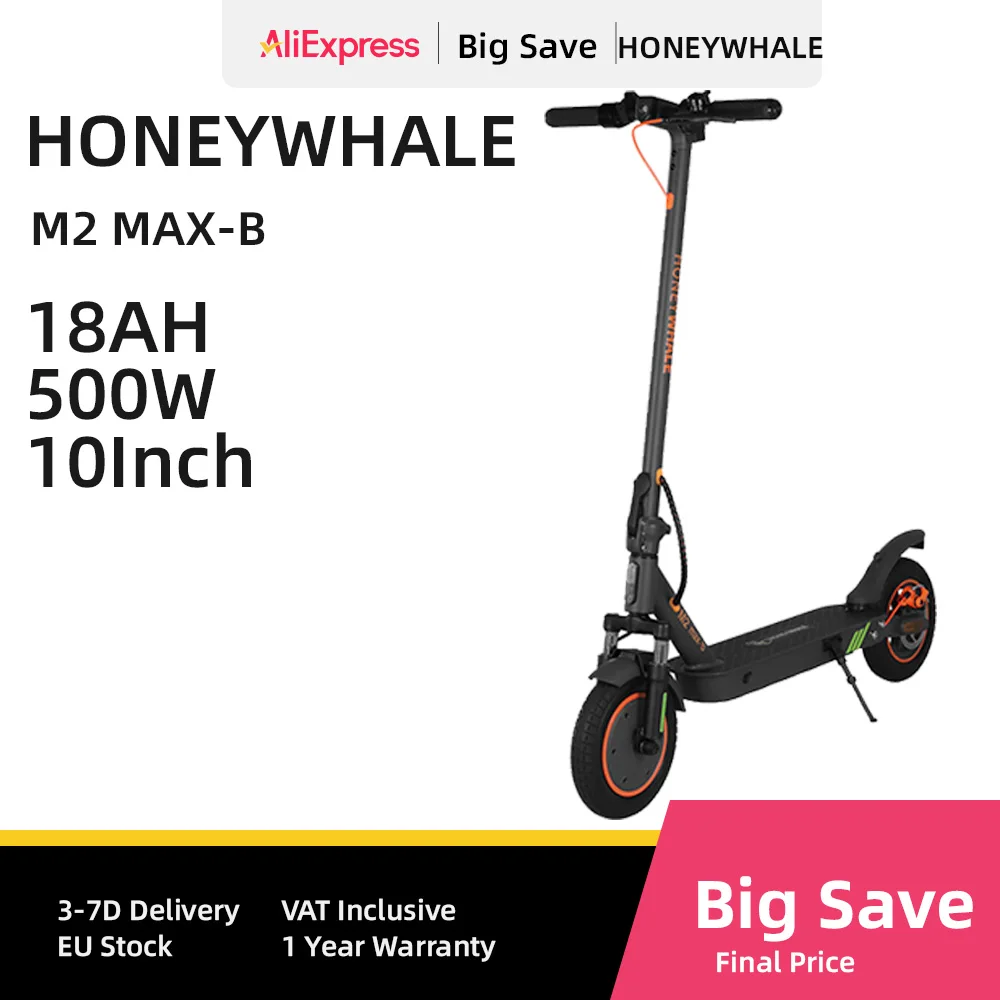 HONEYWHALE M2MAX-B Faltbarer Elektroroller 350W Motor Höchstgeschwindigkeit 40KM/H City
