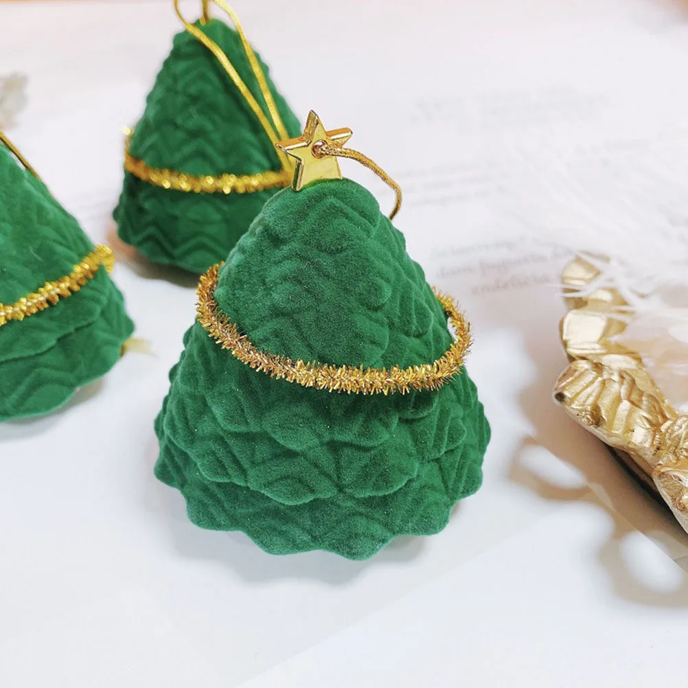 

2PCS Jewelry Storage Boxes Durable Plastic Xmas Tree Earring Ring Cases Display Containers for Photography Decor