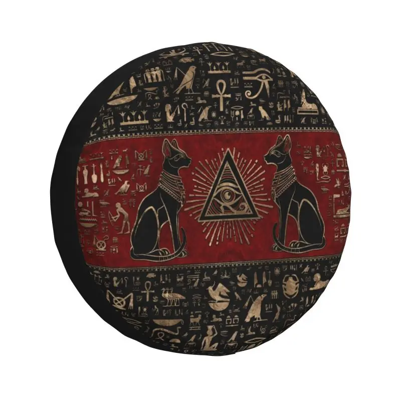 Custom Ancient Egypt Eye Of Horus Spare Tire Cover for Toyota Jeep RV SUV Camper Egyptian Bastet Cat Car Wheel Protector Covers