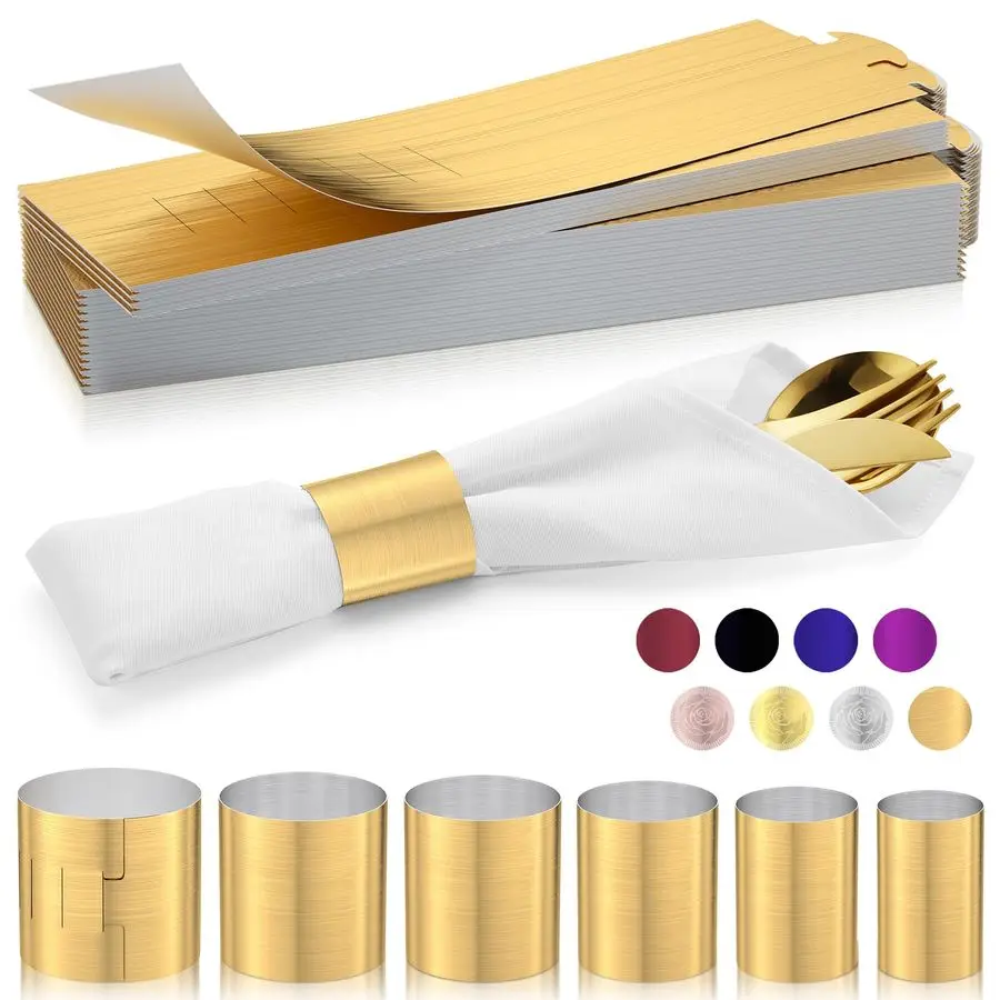 

Набор колец для салфеток, 200 шт., 2 цвета в 1, многоразовые регулируемые обручи для салфеток для праздничных вечеринок, свадеб, декора стола на День Благодарения