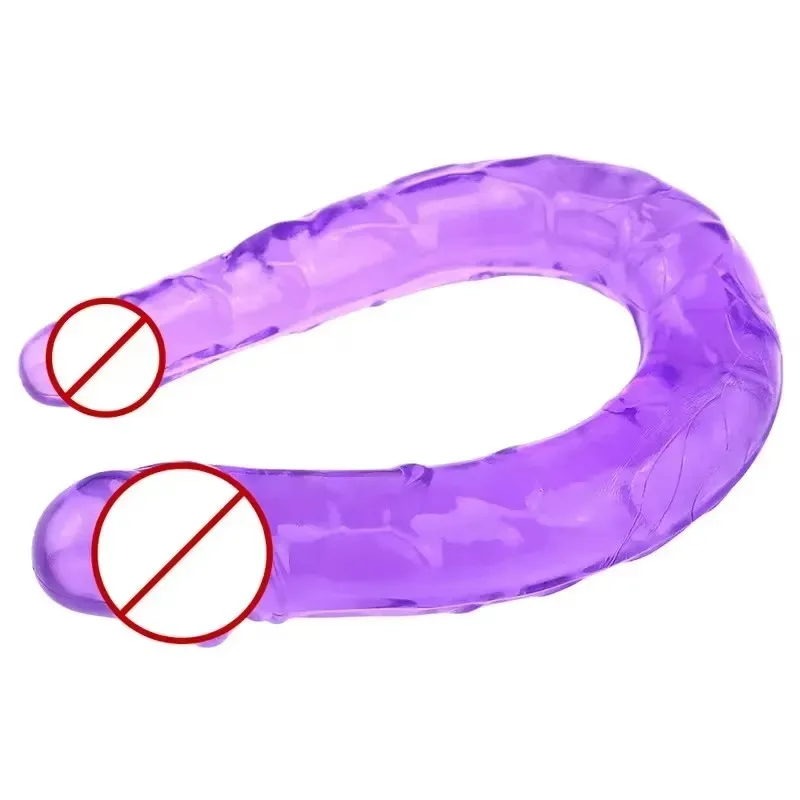 1PC Pink U Shape Soft Jelly Double Dildos Vagina Artificial Sex Toys Shop For Couple Women Gay Lesbian Masturbators Anal Plug