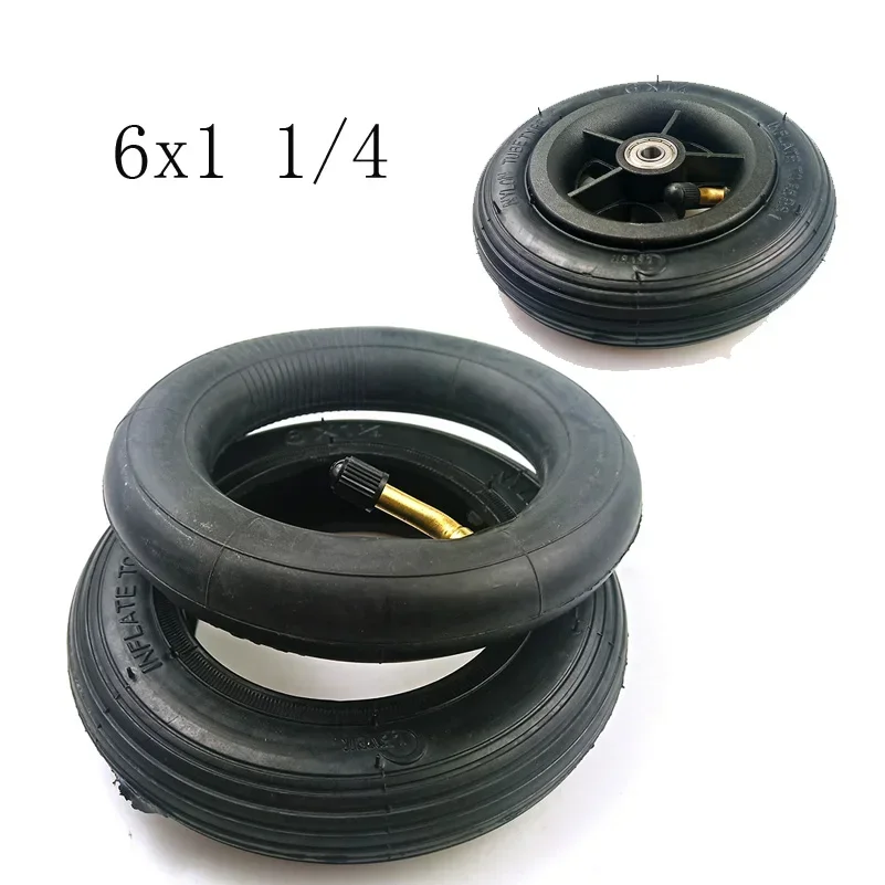 6x1 1/4 tyre Scooter Inflation Wheel With Aluminium Hub With Inner Tube Electric Scooter 6 Inch Pneumatic Tire