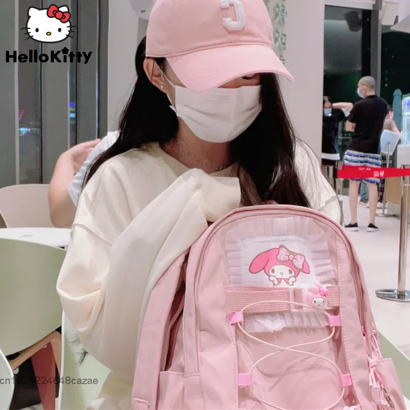 Sanrio benim melodi Melody moroll Women mi sevimli tasarım sırt çantası japon yumuşak tatlı öğrenci Schoolbag Y2K karikatür rahat çanta kadınlar için