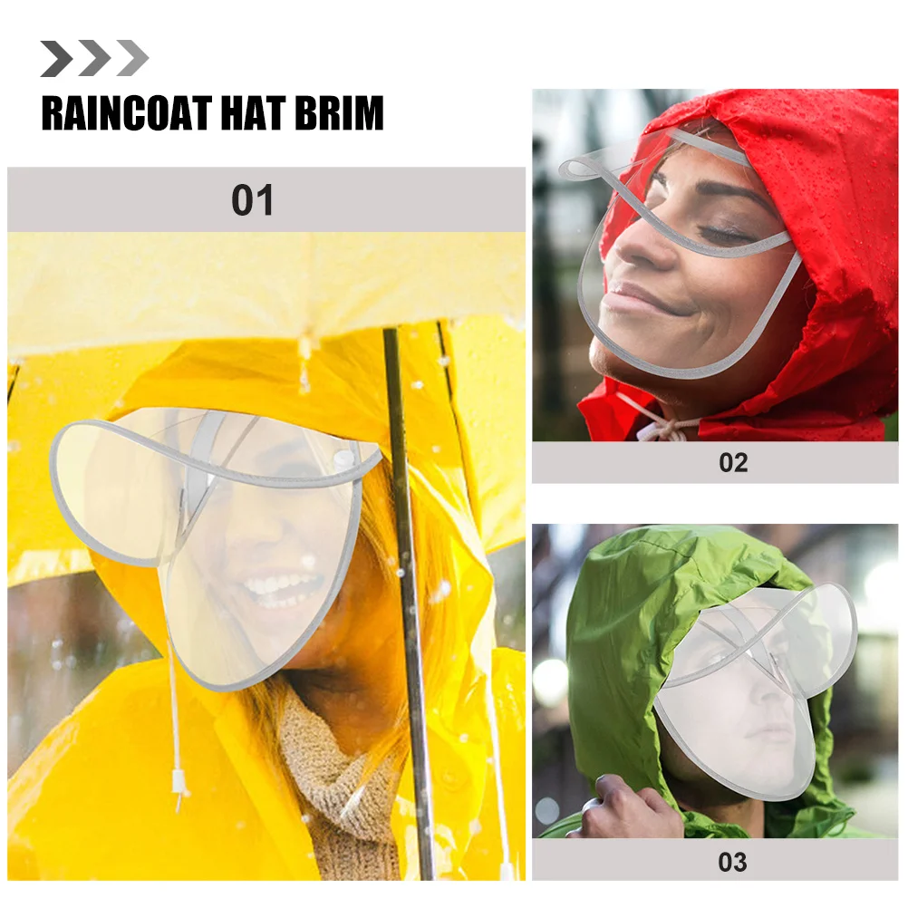 

2Pcs Transparent Replaceable Raincoat Hat Brim Rain Poncho Cap Brim Raincoat Accessory Hat Shield