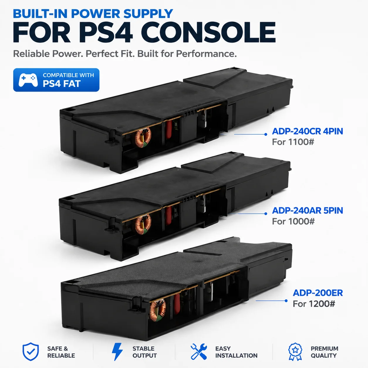 Alimentation interne de remplacement ADP-240AR pour console PS4 Fat CUH-1000 ADP-240CR ADP-200ER N14-200P1A Source d'alimentation intégrée A