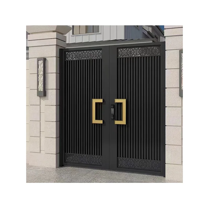 

Aluminum art door courtyard villa aluminum art door self-built house entrance door custom anti-theft new Chinese alumi