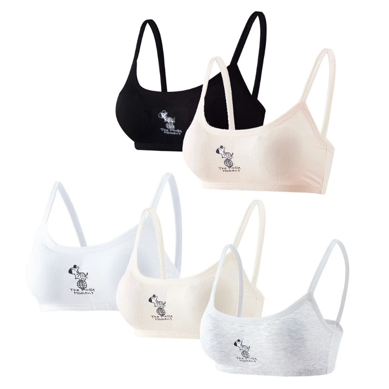 

Training Bra for Children Underclothes Wirefree Comfort Bralette Bra 5 Colors Girls' Cotton Built-Up Stretch Sports Bra