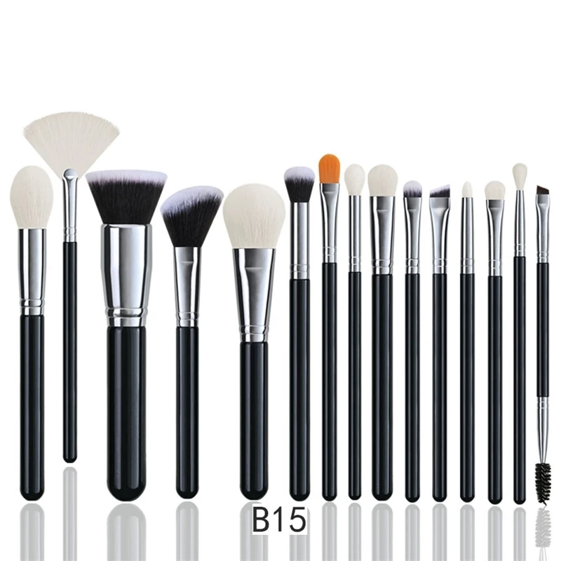 15-teiliges Tierhaar-Make-up-Pinsel-Set für Gesicht, Augen, Foundation, Puder, Blending, Concealer-Pinsel für Frauen, Teenager, Party, Geburtstagsgeschenk