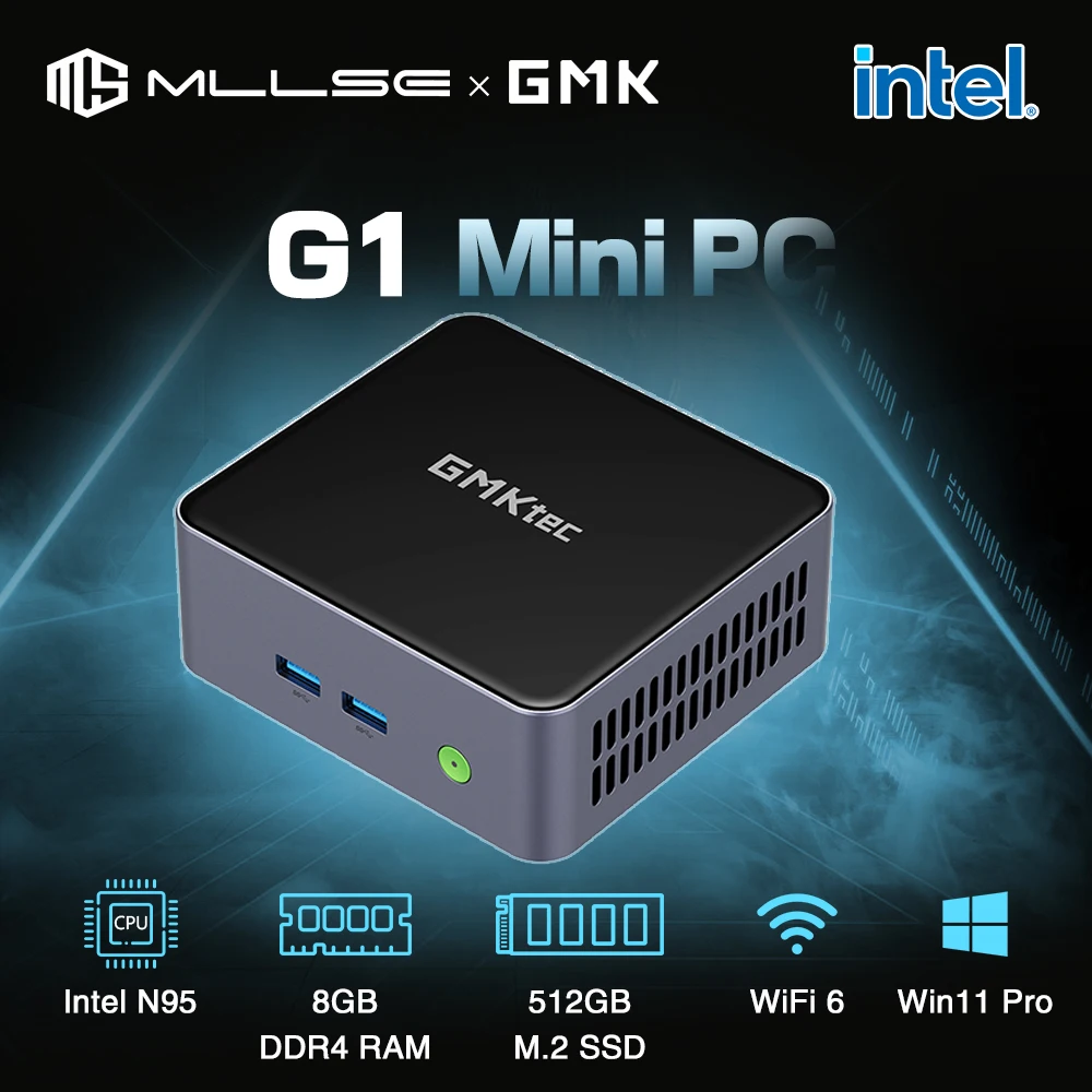 

GMKtec G1 Mini PC Windows 11 Pro Alder Lake N95 Intel 12th DDR4 8GB RAM 512 8GB ROM WiFi 6 BT5.2 Desktop Computer Mini Pc Work