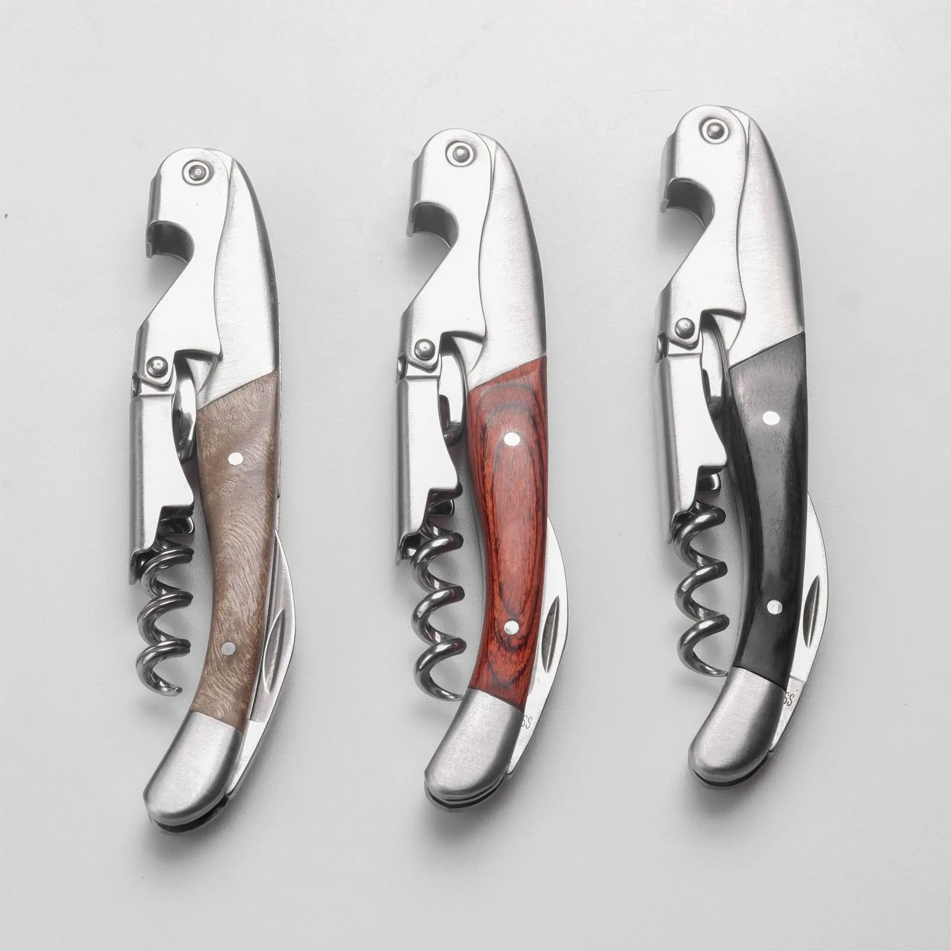 Stainless Steel red Wine Beer Bottle Opener Cork Screw wood Multi function seahorse safe cut Kitchen Bar Tools wholesale