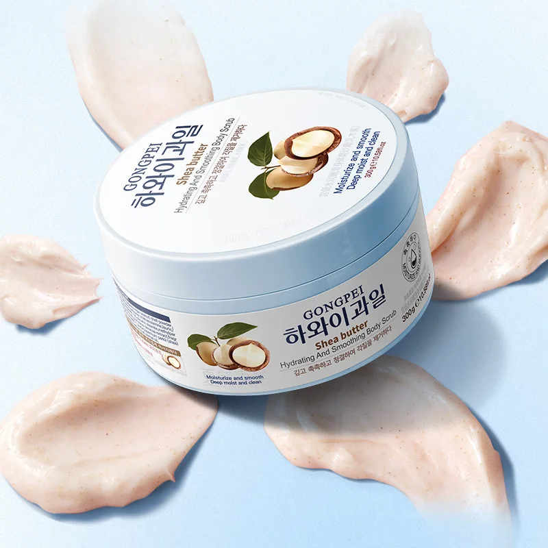 

GONGPEI Shea Butter Body Scrub Cream Whitening Moisturizing Anti-aging Arm Leg Back Body Exfoliating Cream Korean Skin Care