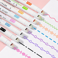 6Pcs/Set Flower Shape Outline Pens Highlighter Marker Curve Roller Tip Pencil Cute Stationery Kawaii Graffiti School Acsesories