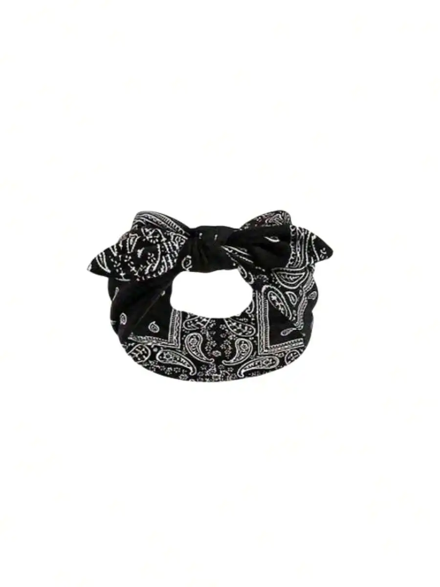 

Paisley Bow Headband For Women Elastic Hair Band Soft Turban Style All Seasons Hair Accessory