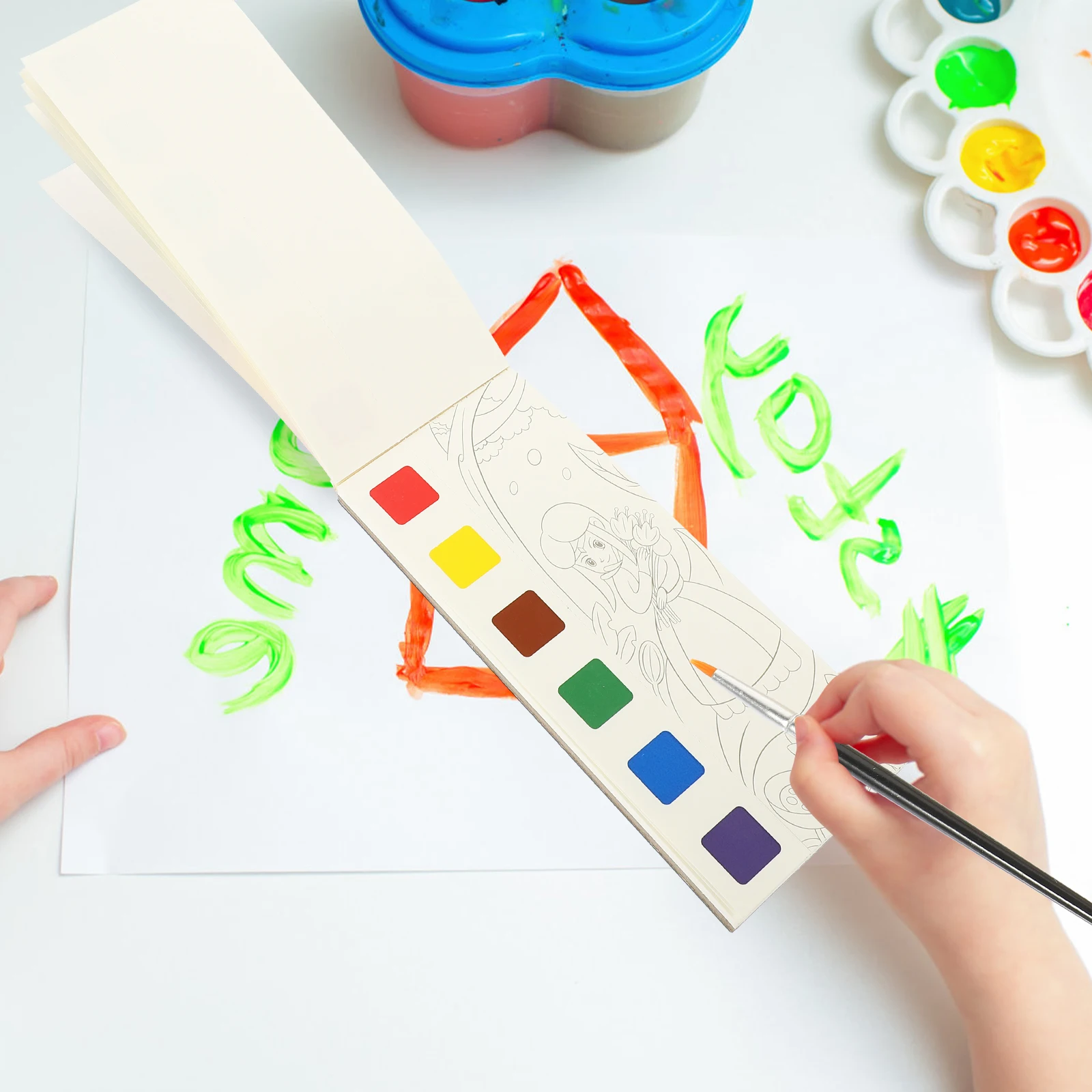 

Watercolor Painting Book Coloring Book for Kids Selected Material Paper Imagination Skills Watercolor Coloring