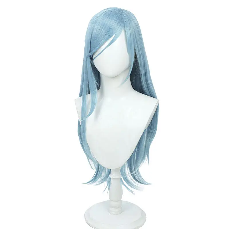 Hinomori Shizuku peruka do cosplay kobiety 75cm długie proste niebieskie peruki syntetyczne