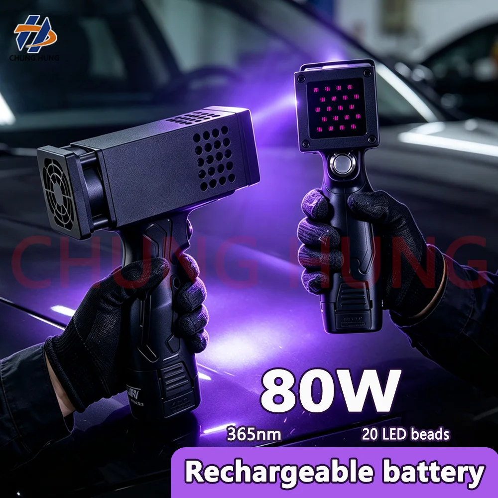 Premium 80W 365nm Handheld Portable Ultraviolet Lamp, Precise Automotive Paint Inspection & Body Flaw Detection UV Flashlight