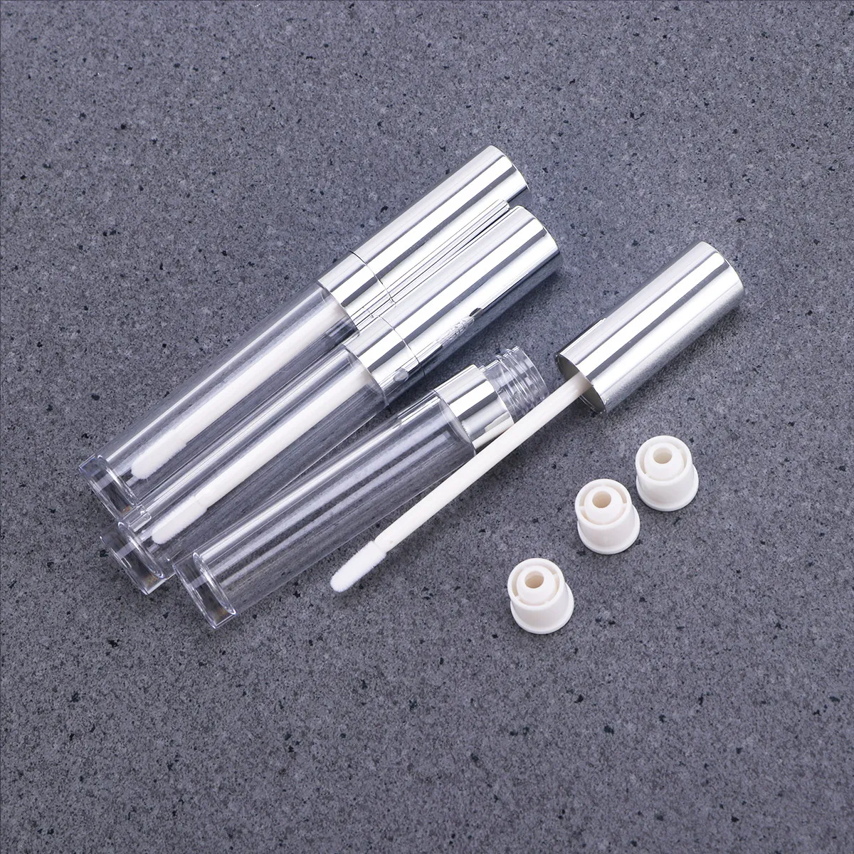Empty Lip Gloss Tubes 3 Pack Silver Mini Portable Lightweight Lip Balm Containers for Travel