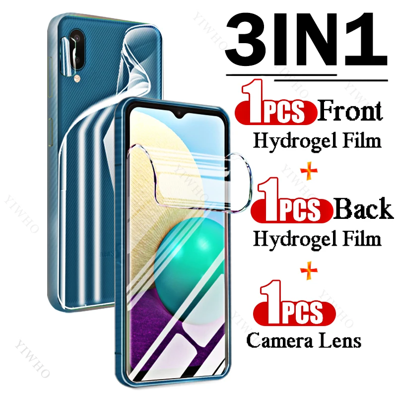 Film hydrogel 9 en 1 pour Samsung Galaxy A02, couverture complète avant et arrière, protecteurs d'écran d'empreintes digitales pour Samsung A02, objectif de caméra HD