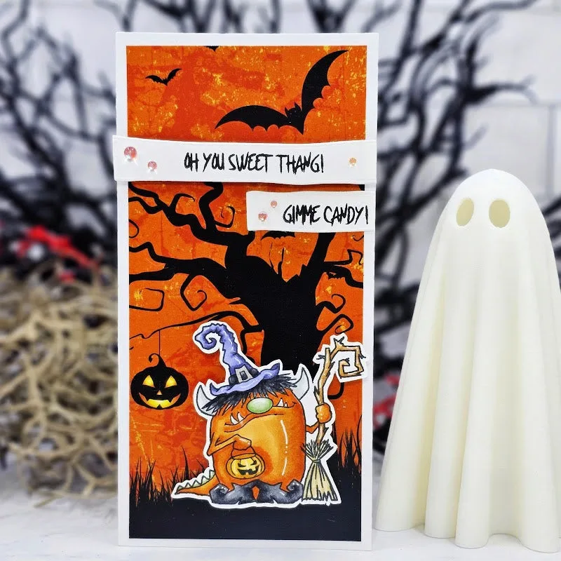 2024 sierpień nowy potwór Halloween przezroczysty znaczek i wykrojniki do metalu zestawy Scrapbooking dla majsterkowiczów tworzenie kartek