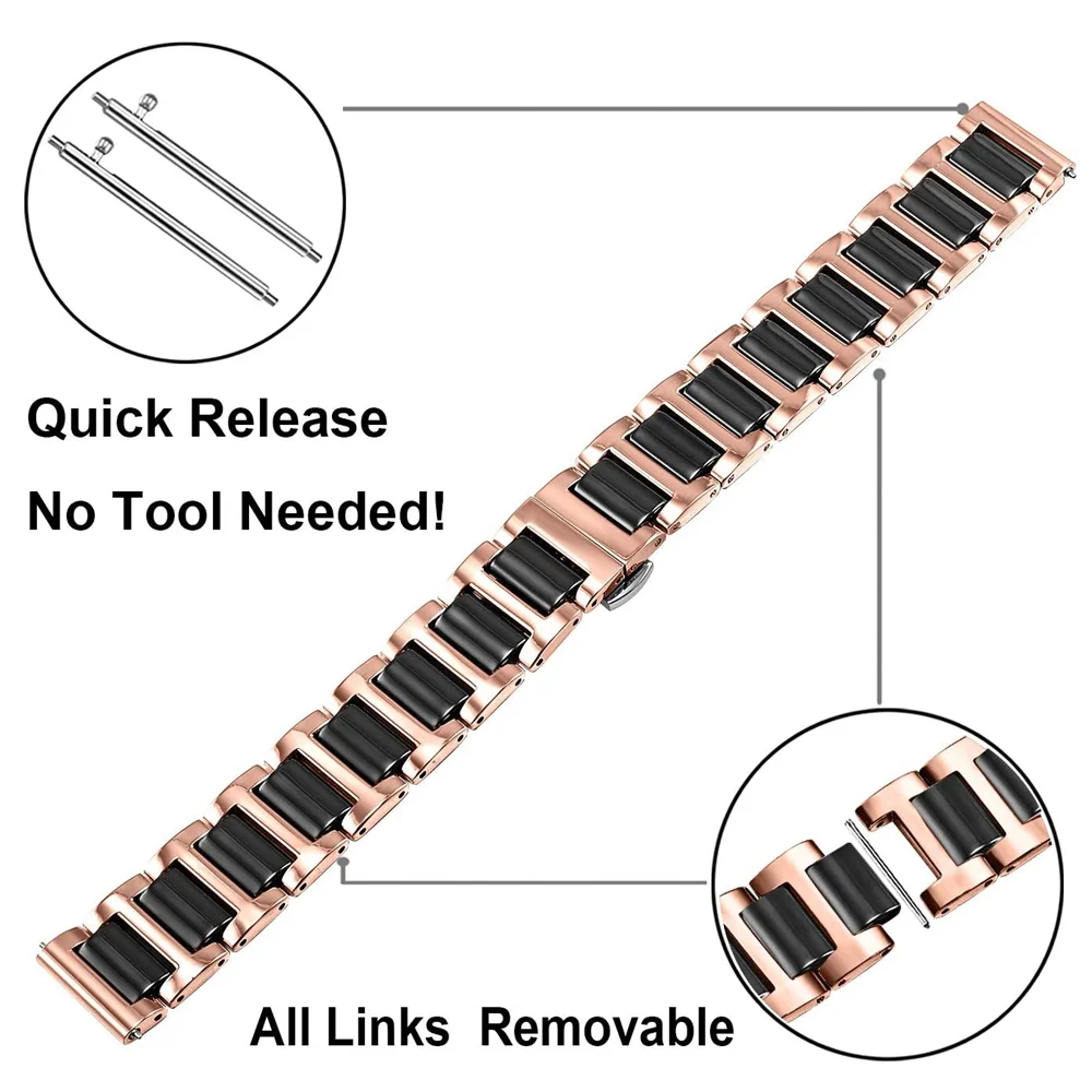 22mm 20mm Ceramic Watchabnd For Samsung Galaxy Watch 5/4/3 Gear S3 Huawei Watch 3 GT3 Metal Bracelet For Amazfit GTR/Stratos/GTS