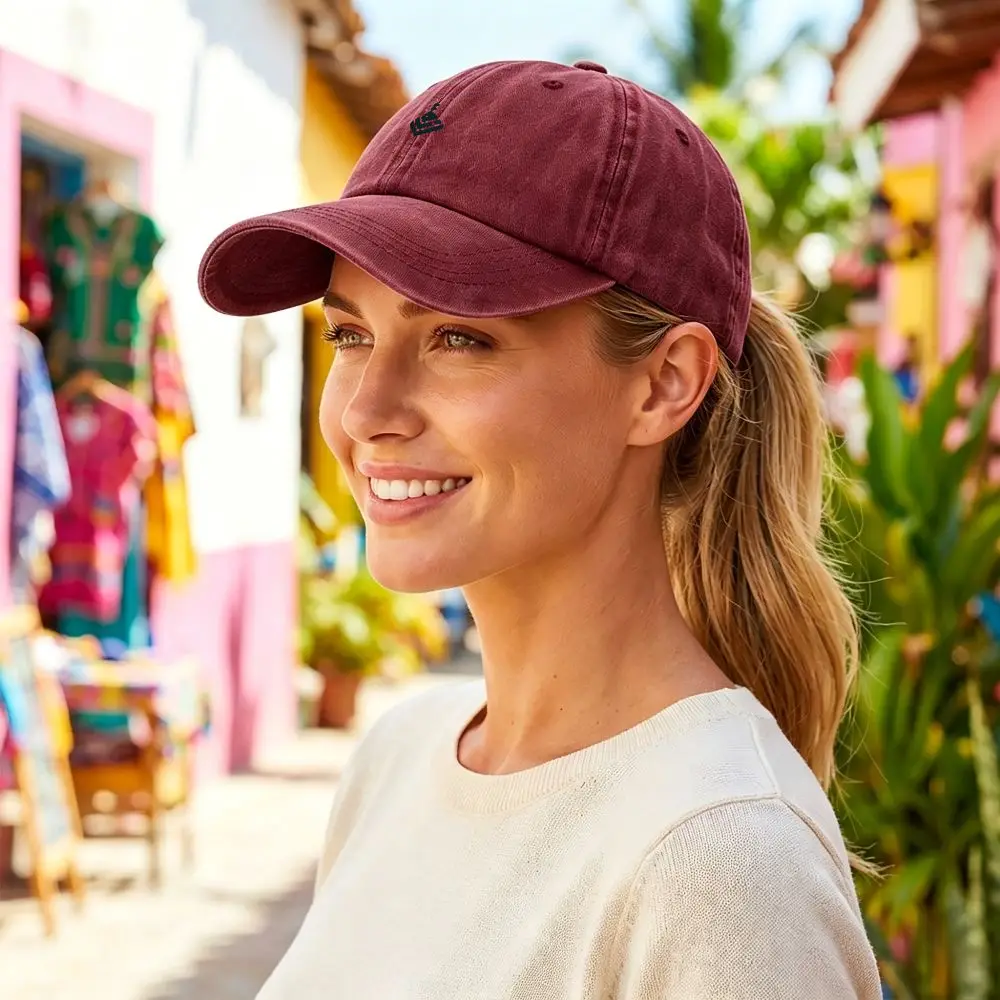 1 Stück Retro Baseball Cap Mit Gewaschenem, Used-Look-Print, Viskose Rayon, Vintage, Verstellbar, Für Den Täglichen Gebrauch Im