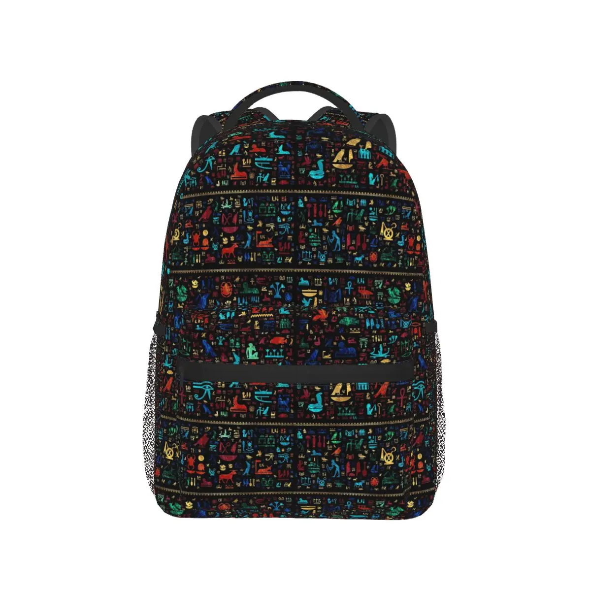 อักษรอียิปต์โบราณและเทพกระเป๋าเป้สะพายหลังชายหญิงกระเป๋าถือเด็กโรงเรียนกระเป๋าเดินทาง Rucksack กระเป๋าสะพายขนาดใหญ่ความจุ