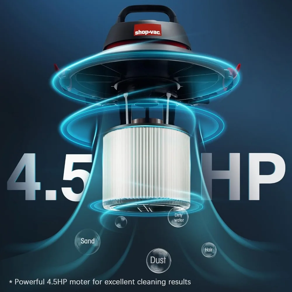 مكنسة رطبة/جافة سعة 5 جالون 4.5 حصان، خزان من الفولاذ المقاوم للصدأ، محمولة مع مرفقات للمرآب ورشة العمل #6