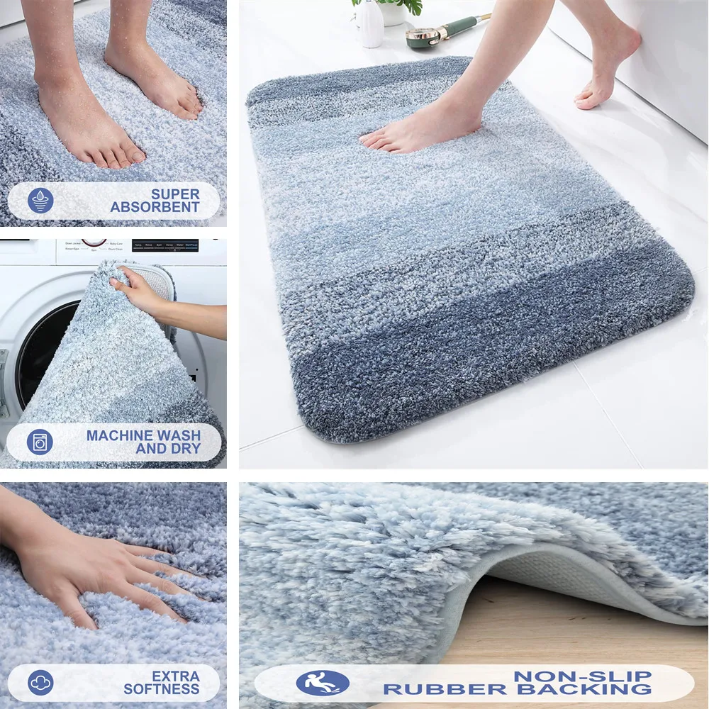 40x60CM Bathroom Rug Soft Foot Mat Absorbent Microfiber Bath Rugs Non-Slip Plush Carpet Wash Dry Bath Mat For Door Floor Shower