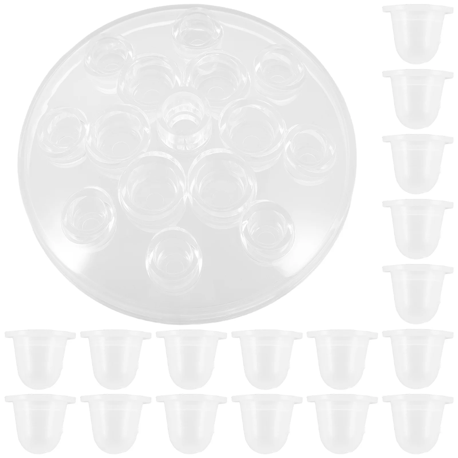 

1Set Silicone Tattoo Ink Cup Holder Clear Round Multi-Holes Stable Non-Slip Base for Tattoo Supplies Eyebrow Color Holder