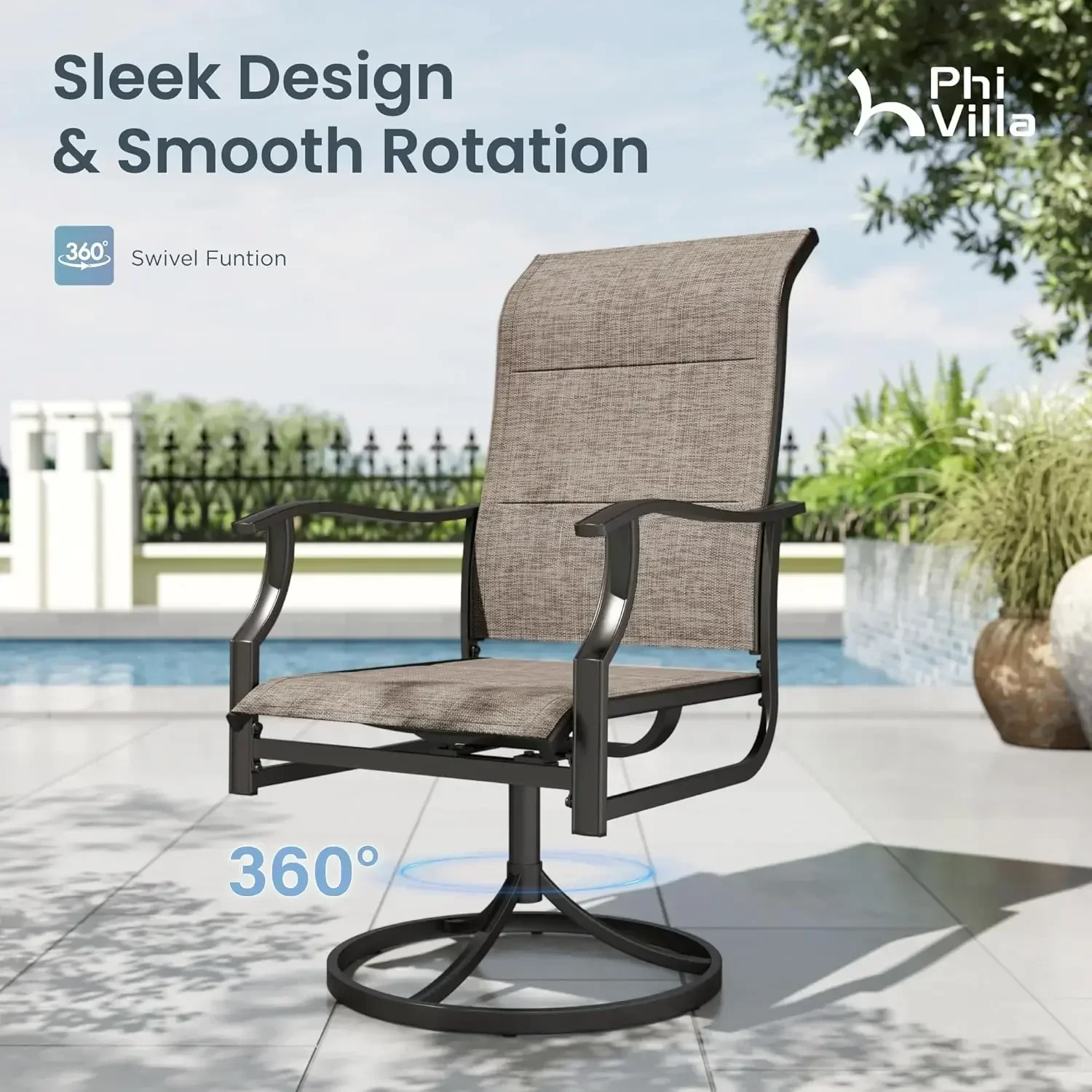 Swivel Patio Chair Set of 2, 42
