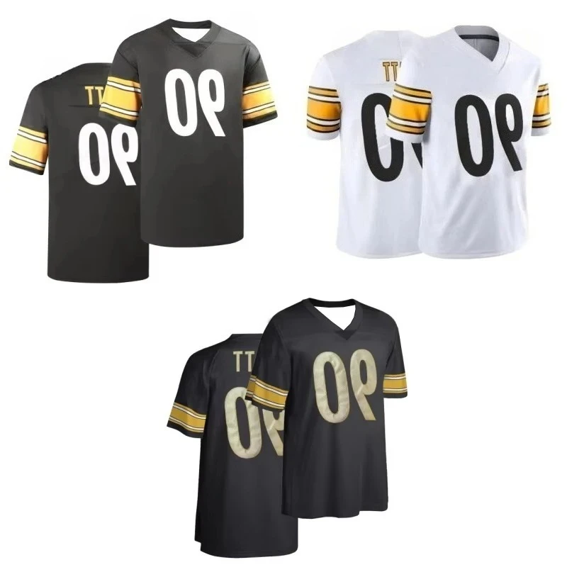 American Football Jersey Letter Print Soccer Uniform No.90 Loose Men ClothingTrend Classic Breathable Training Sweatshirt Moto