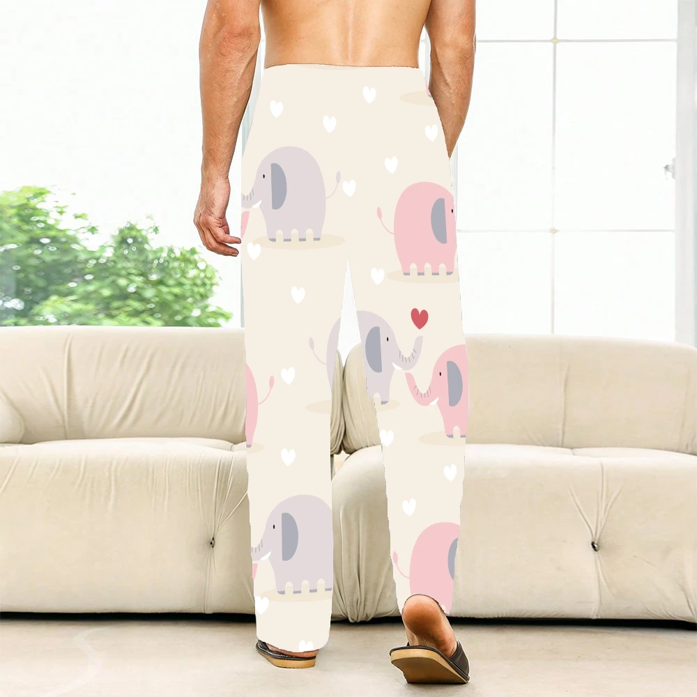 Calças de pijama de elefante unissex, calças lounge para homens e mulheres, cordão de bolsos, fundo do sono, super macio, fofo