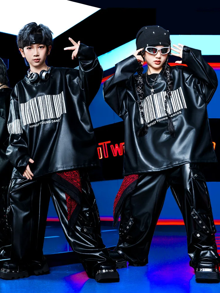 Fashion Vintage American Kids Streetwear Hip Hop Costume Boys Girls Dance Performance Outfit Set Children Hiphop Street Clothing
