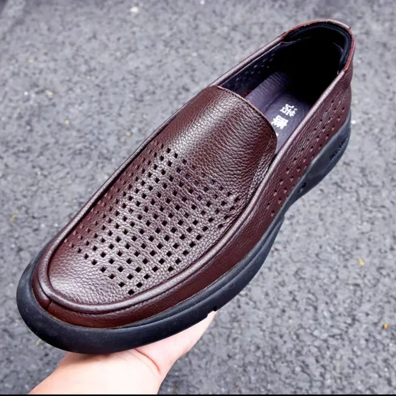 

New Genuine Leather Breathable Spring Style Men's Casual Leather Shoes Soft Sole Large Size Small Code Business Leather Shoes