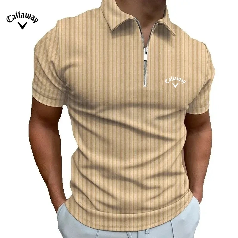 Men's High-quality Embroidered Striped Short Sleeved Polo Shirt for Summer Fashion, Casual, Breathable and Cool Top