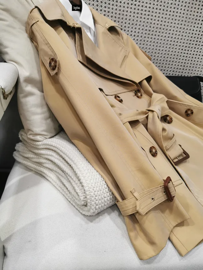 lingzhiwu Trench Coat Short Outerwear 2024 Spring Female Fashion Double Breasted Loose British Cotton New Arrival